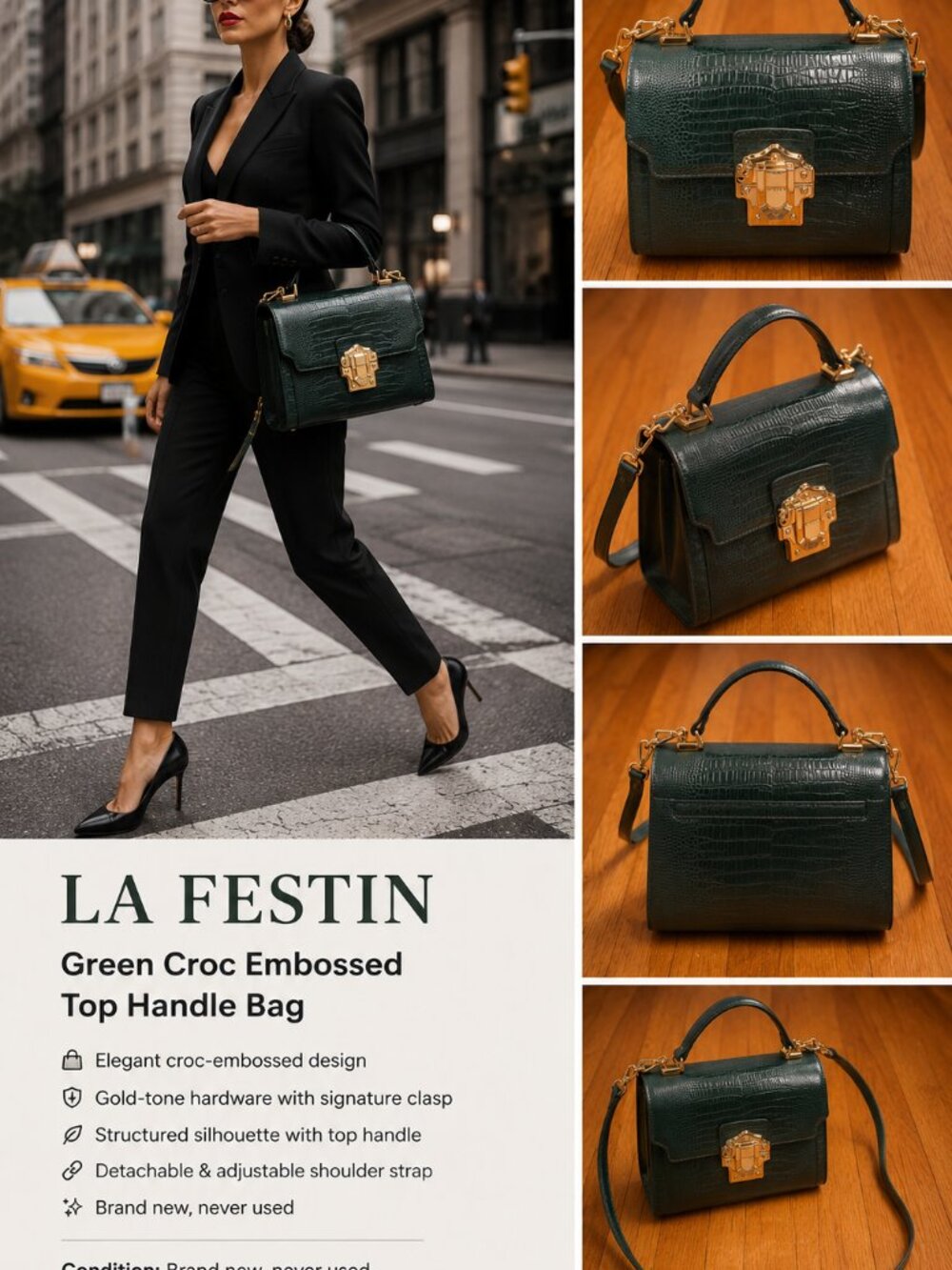 La Festin Green Handbag - Great for the summer